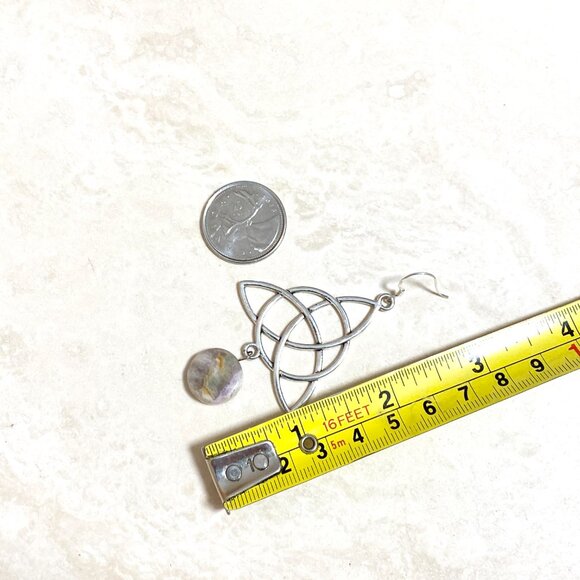 2/$20, Genuine Purple Opalized Fluorite Celtic Trinity Sterling Silver Earrings - Picture 6 of 9